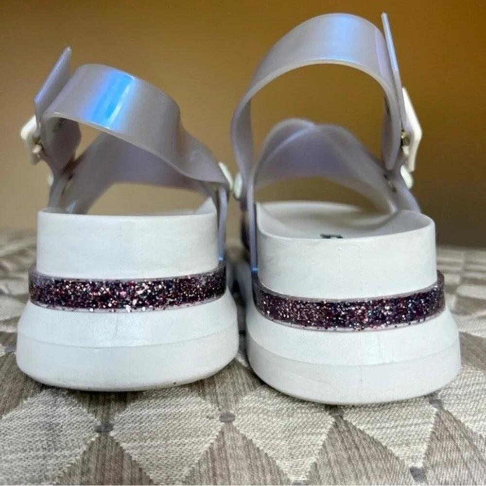 Melissa Awaytomars White Cosmic Sandals II Glitter Platform Soles Women’s Size 6